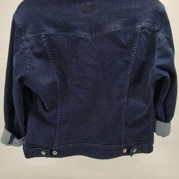 Levi Strauss & Co Denim Jean Jacket Button Up Womens Junior’s Large Dark Wash - Picture 6 of 7